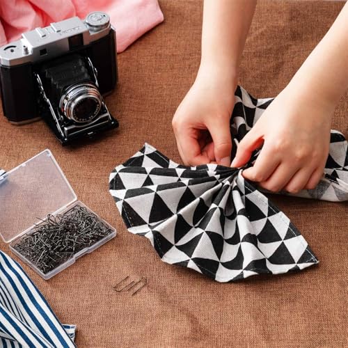 MTLEE 200 Pieces Fork Pins for Quilting Sewing Double Needlecraft Blocking Stainless Steel U-pins for DIY Sewing Jewelry Craft Making, 0.91 x 0.2 Inch(Black) - color: Black
