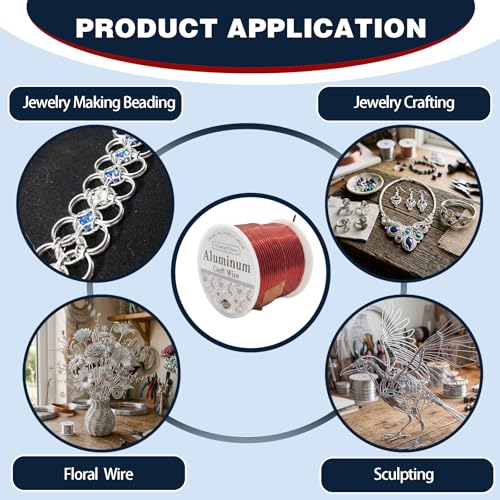 12 Gauge Aluminum Craft Wire Red 80FT 2mm, Jewelry Making, Flexible Bendable Armature Wire for Sculpting, Floral Crafts, Metal Wire Wrapping, DIY Art Projects & Wreath Making - color: Red, size: 12gauge