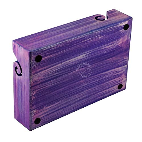 Hind Handicrafts Wooden Yarn Bowl Tray for Knitting and Crochet – 4-Way Handmade Rosewood Holder – Tangle-Free Yarn Organizer with Spiral Cut – Travel Friendly (Purple, 12" x 8" x 2.5") - color: Purple