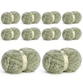 Chunky Jumbo Chenille Yarn #10 Sage Green 10 Pack | 200g/22yds Super Bulky Baby Soft Yarn for Hand Knitting Fluffy Chunky Knit Throw Blanket Yarn - color: Sage Green