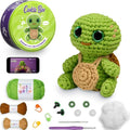 Cookie Box Crochet Kit for Beginners, Turtle Hugo | All Materials Included, Step-by-Step Video Tutorials, PDF Patterns, Easy DIY Craft, Amigurumi and Knitting Gift Set - color: Green