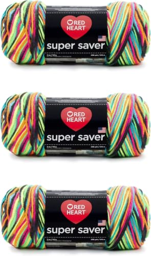 Red Heart Super Saver Yarn, Blacklight 3 Count (Pack of 24) - color: Blacklight, size: 24-Pack