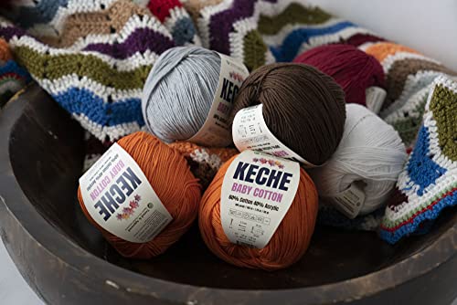 Keche Baby Cotton, 60% Cotton 40% Acrylic Yarn, Soft Cotton Yarn for Crochet and Knitting, Amigurumi Yarn 1 Skein/Ball 1.76 Oz (50g) / 180 Yrds (165m) - Cinnamon - color: CINNAMON, size: 1 SKEIN
