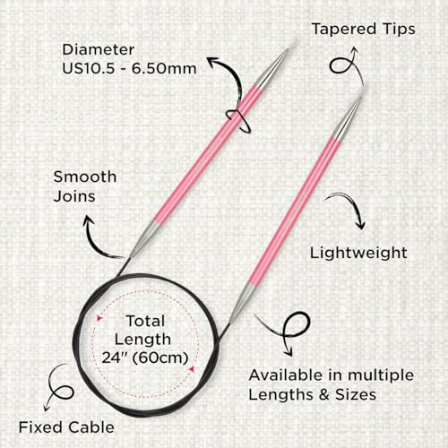 KnitPro Zing Fixed Circular Needles 40" (100cm) | US Size 10.5 (6.5mm) - size: US 10.5 (6.5mm)