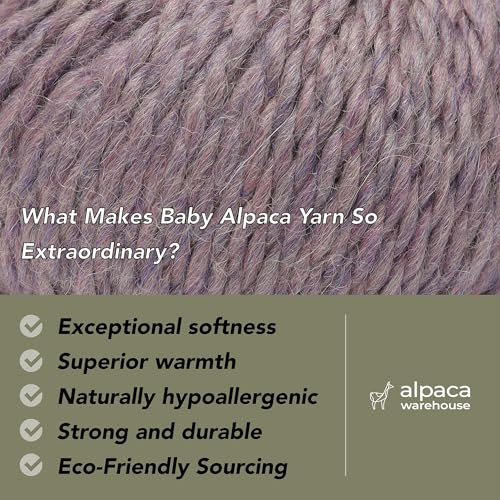 100% Baby Alpaca Yarn 3 Skeins 150g Bulky Weight Knitting Crochet H. Lilac | Made in Peru with natural warmth and softness featuring 162yd of premium fiber ideal for scarves shawls sweaters and more - color: Heather Lilac, size: Bulky - 3 Skeins