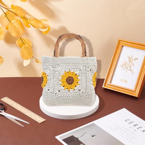 ACRNIGHEET Sunflower Crochet Bag Kit Crochet Kit for Beginners Handbag Making Kit with Tutorials Beginner Crochet Kit DIY Project for Starter Boho Style Gift for Handicraft Enthusiasts