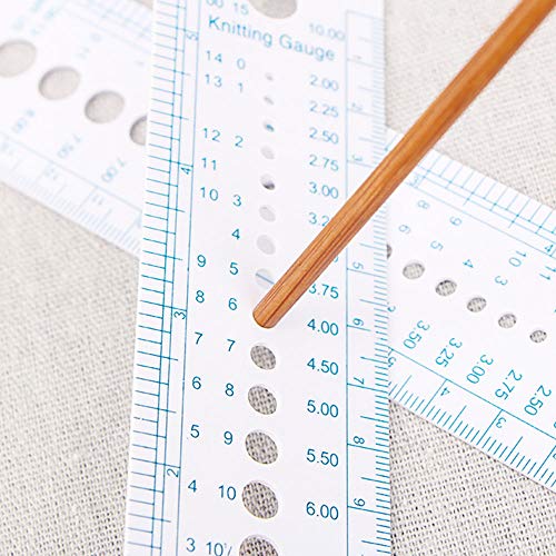 INCH CM Ruler UK US Canada Sizes Plastic Knitting Needle Gauge Circle Geometric Template Ruler Student Measure Tool - color: Grey