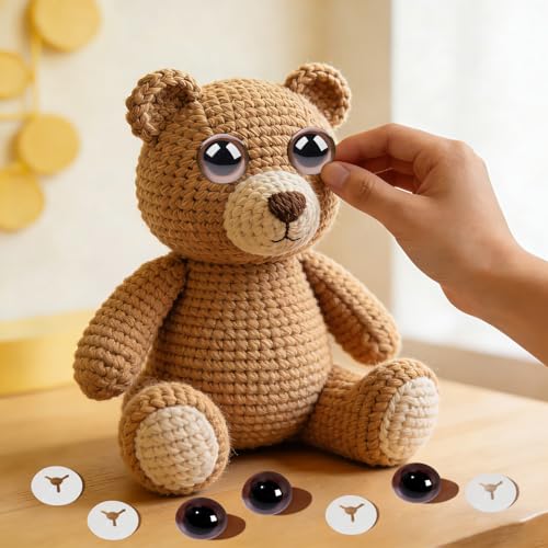 MUCUNNIA 8pcs 50mm Brown Safety Eyes for Crocheting with Washers Brown Safety Eyes for Crochet Craft Safety Eyes Gift for Crochet Lovers Halloween Decorations Stuffed Animals Crafting - size: 50mm