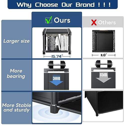 Mavivegue 20 Cube Book Shelf, Storage Organizer, Large DIY Bookcase, Metal Cube Bookshelf, Cubbies Closet Storage Organizer Shelves for Bedroom,Living Room,Home,Office - color: Black, size: 20-Grid