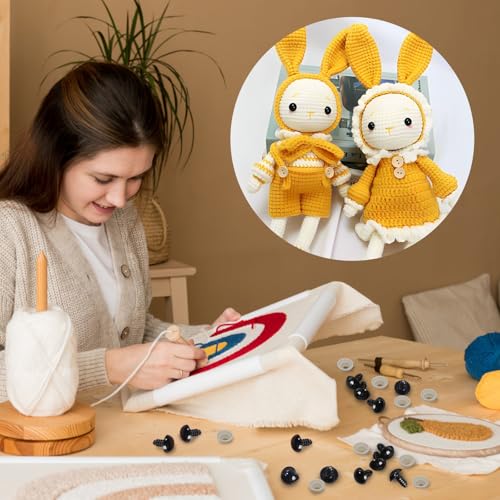 320Pcs Safety Eyes for Crocheting Amigurumi 14mm Craft Doll Eyes | Crochet Animals with Washers, Stuffed Animal Eyes for Plush Dolls Bear Doll Making Supplies - size: 14mm