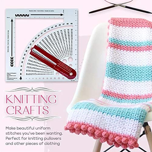 Knitting Gauge Converter Tool,Double-Sided Scale Knitting Stitch Calculator and Counting Frame Ruler,Knitting Tools for Sweater Knitting,Easy to Read