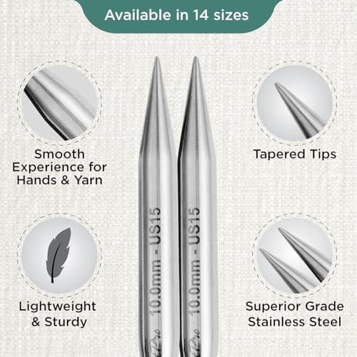 KnitPro Stelo Lace Interchangeable Tips 4" (10cm) | US Size 15 (10mm) - size: US Size 15 (10mm)