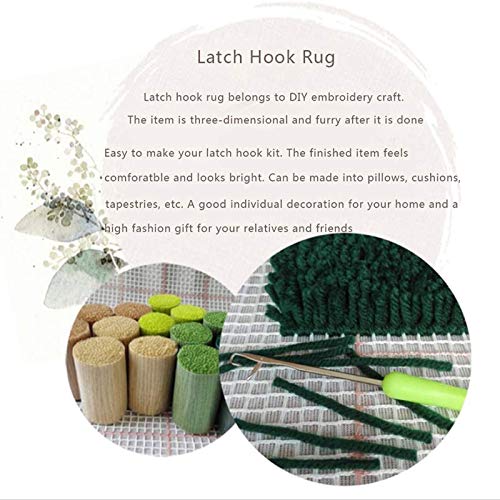 Flowers Cat Latch Hook Pillow Kits for Adults Beginners Pre-Printed Cushion | Home Sofa Cushion Cover Preprinted Canvas Crochet Yarn Kits Needlework Crafts Festival Gift for Adults Beginner 17X17 Inch - color: Cat