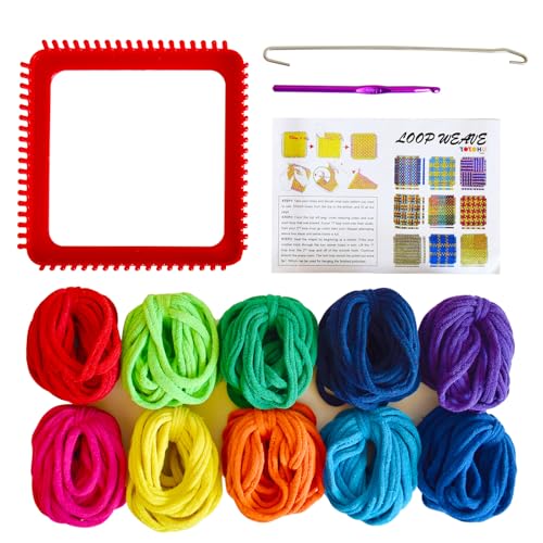 Tatahu Potholder Weaving Loom Kit - 300pcs Rainbow Knitting Refill Loops in 10 Colors, Make 8 Potholders for Beginners, DIY Arts and Crafts