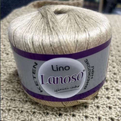 Lino Yarn - 50% Linen 50% Viscose Blend, 50g (1, 930) | Super Fine (1), 191 yds. Breathable natural fibers perfect for elegant summer knitting and crochet garments - color: 930