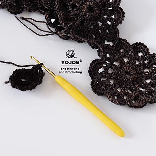 YOJOB 2-Pack Size B / 2mm, C / 2.5mm Crochet Hooks, Ergonomic Crochet Hook | Super Smooth Knitting Needles with Soft Rubber for Beginner and Advanced (2.0mm, 2.5mm) - size: 2mm, 2.5mm