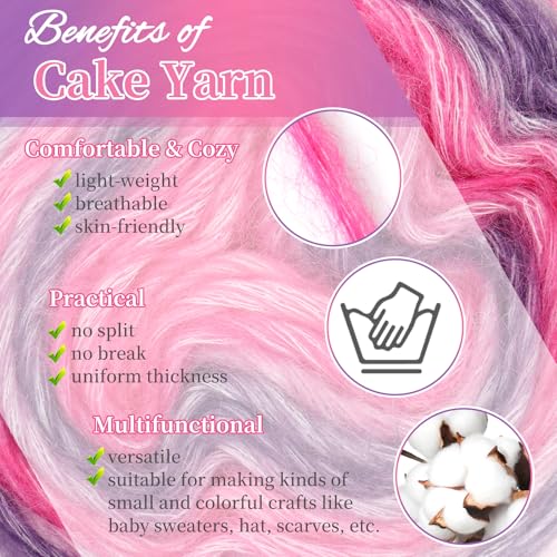 Aeelike Cake Yarn for Crocheting, Soft Ombre Crochet Yarn, Lotus Purple | 3 PCS #3 Light weight 100g(3.52oz) 245m( 267yards), 60% Cotton Blend Gradient Yarn for Blanket Scarves DIY Crafts, Ideal Gift - color: Lotus Purple Gradient, size: 3 pcs