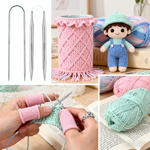 US6/4.0mm9-inchFlexibleCircular DoublePointed Knitting Needles,3-PieceSet | Perfect for knitting socks, stuffed animals, fingerless gloves, coasters, and other small, delicate knitting projects - size: 4.0MM