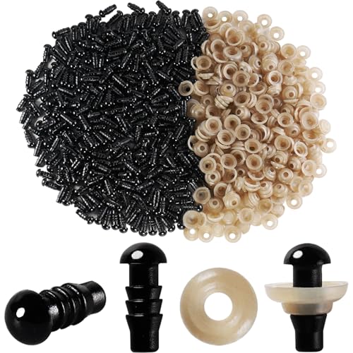Hukiwow 600Pcs 5mm Safety Eyes and Washers 5 mm Safety Eyes for Crocheting Plastic Crochet Eyes Black Craft Eyes Animals Eyes Small Doll Eyes - size: 5mm