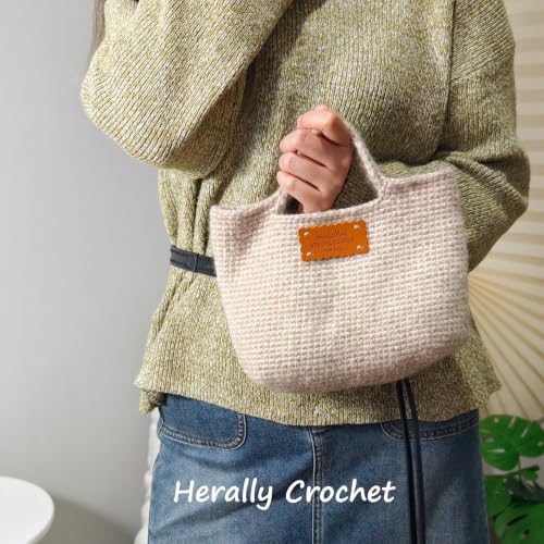 Herally Crochet Kit DIY Bag for Beginners - Crochet Picotin Bag (Cream) | Include Yarn, Hook and Accessory - with Step by Step Video Tutorials - color: Off-white