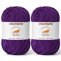 2 Pack Dark Purple Fluffy Velvet Yarn for Crocheting, Chunky Chenille Baby Blanket Yarn for Crochet, Soft Fuzzy Puzzle Yarn for Knitting, (100g/3.53oz Each) Bulky Thick Amigurumi Crochet Yarns - color: 2 Dark Purple