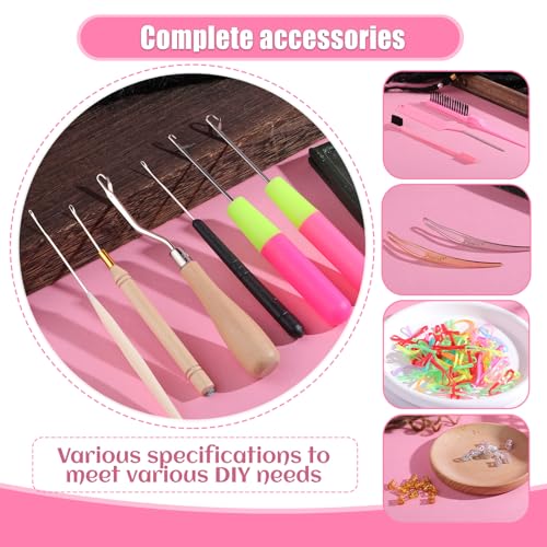kgxulr Crochet Hooks, 220 PCS Crochet Needles for Hair, Latch Hook Tool | Crochet Needle for Locs, Small Crochet Hooks for Hair, Loc Crochet Needle, Crochet Hooks for Hair, Hair Locking Tool - size: 220 PCS