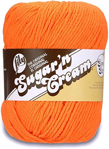 Lily Sugar'n Cream Super Size, Soft Cotton Crochet Yarn, Hot Orange 6-Pack | #4 Worsted Yarn, 100% Cotton, Soft Crochet Yarn for Dishcloths, Kitchen, Knitting & DIY Crafts, 200yds, 113g/4oz per skein - color: Hot Orange, size: 6 Pack, style: Sugar'N Cream