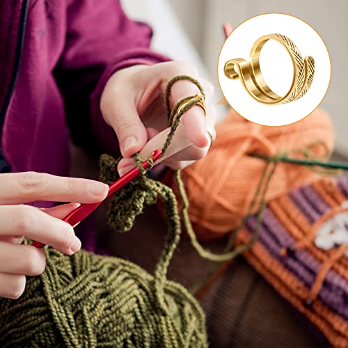 ANCIRS Knitting Crochet Loop Ring for Fingers, Adjustable Crochet Tension Ring, Metal Open Yarn Guide Finger Holders, Knitting Thimbles for Crochet (4 Pack Gold) - color: 4 Gold