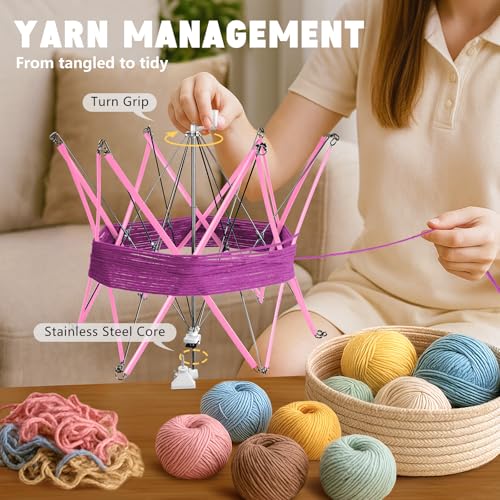 Yarn Winder and Swift, Electric Yarn Ball Winder & Swift Combo for Crocheting, Efficiently Cake with Strong Tension Adjustable Speed Up to 13 oz, Yarn Spinner Wool for Knitting Enthusiast (Pink) - color: Pink Swift Set