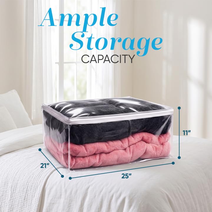 Handy Laundry Comforter Storage Bag – Large 90L Clear Zippered Organizer for Blankets, Bedding, Clothes & Pillows, Durable Plastic Storage for Closet, Moving, Under Bed – Dust & Moisture Protection - color: Clear 1-Pack