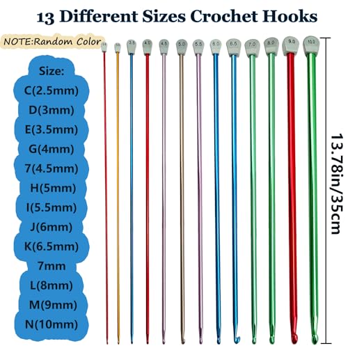Hobekoee 2Pcs Tunisian Crochet Hook 5mm 5.5mm,Extra Long Crochet Hook 13.8in Afghan Crochet Needles Aluminum Tunisian Crochet for Beginner,Crocheting＆Knitting Lovers - size: 5.0mm/5.5mm