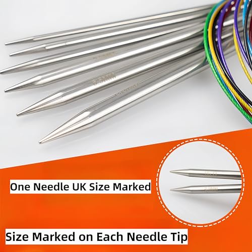 2.25mm 100cm Circular Needle, Stainless Steel Circular Knitting Needle with Flexible Cable, Metal Fixed Circular Knitting Needle Used for Large Projects of Blanket Knitting, in line with Human Design