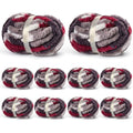10 Pack Jumbo Chunky Yarn for Hand Knitting, Fluffy Variegated Chunky Chenille Yarn for Crocheting, 240yds/70.5oz Super Bulky Soft Crochet Baby Blanket Yarn(White-Grey-Wine Red) - color: White-Grey-Wine Red