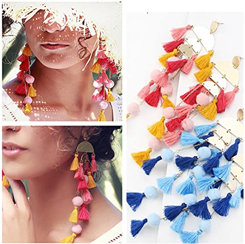 MSCFTFB 100 Pieces Mini Tassels Mala Tassel Kit with Jump Rings for Earring Necklace Jewelry Making Garland Keychain Charms Crafts Decorations (Multi) - color: Multi Color