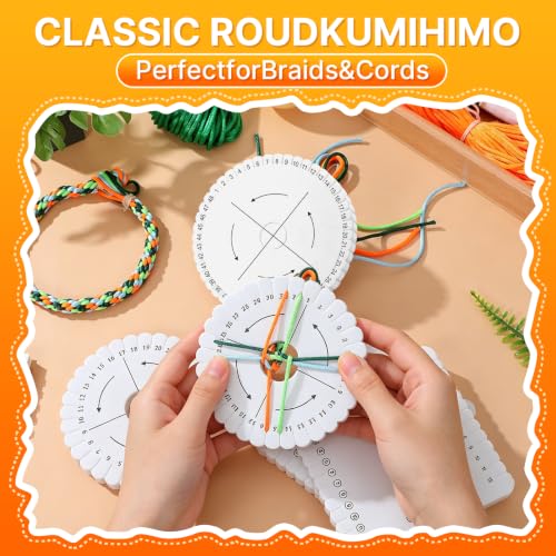 piopiocoing 5 Pcs Kumihimo Disk Include Square/Round 4 Inch & 6 Inch | Starter Kumihimo Bracelet Kit, Easily Make Handicraft,Stylish Bracelets,Necklaces,Belts and Personalized Woven Jewelry.