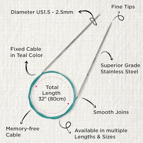 KnitPro The Mindful Collection Fixed Circular Needles 32" (80cm) | US Size 1.5 (2.50mm) - size: US 1.5 (2.5mm)