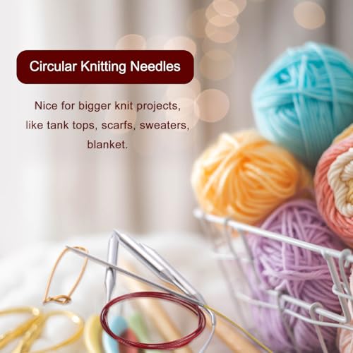 HARFINGTON Circular Knitting Needles 15.75" Stainless Steel US 1.5/2.5mm Knitting Needles 3.94" Short with Large Eye Sewing for Fast Knitting Sweater Sleeves - size: US 1.5/2.5mm x 15.75 inch (40cm)
