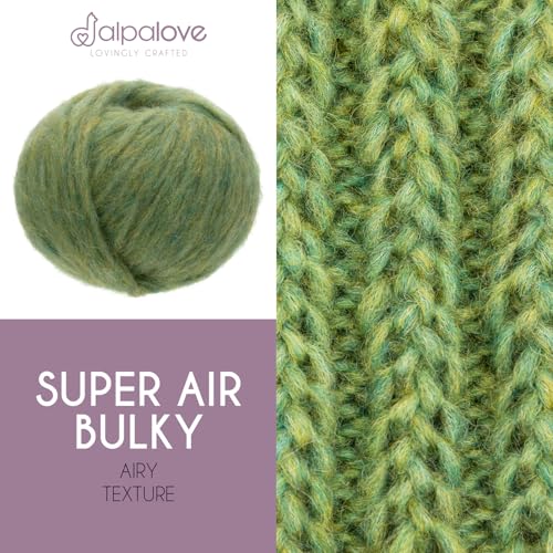 Super Air Bulky Yarn, Air-Spun Alpaca Fiber, Lightweight, 4 Skeins, 328 Yards, Linden Blossom Melange - color: HF283 Linden Blossom melange, size: Bulky - 54 yd. per Ball