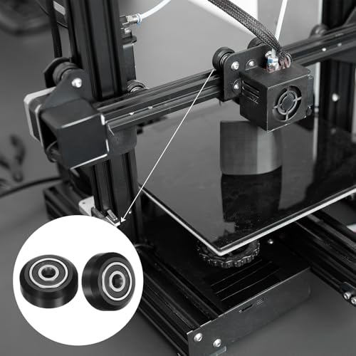 uxcell 10pcs 3D Printer POM Rollers, Solid High-Speed Gantry Wheels V Slot POM Pulley Wheel with 625-2RS Double Shield Bearing for 3D Printer, CNC Machine (Black)