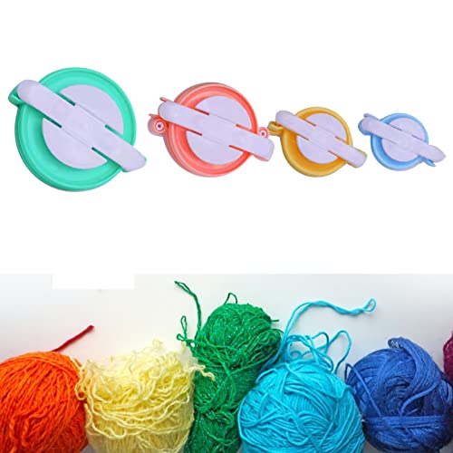 Generic 4 Pcs Pom Pom Maker, Different Sizes DIY Wool Yarn Knitting Craft Tool Set, with Plastic Material, for Handmade Plush Pendants and Holiday Gifts
