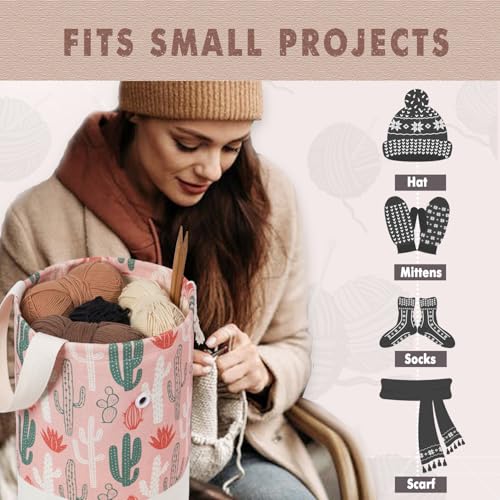 Yarn Bag, Knitting Crochet Bag, Portable Yarn Storage Bags Organizer for Crocheting Project, Store Skein Ball, Short Knitting Needle (Medium, Cactus) - color: Cactus, size: Medium