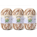 3 Pack of 300g (590yds) Fuzzy Chenille Yarn for Crocheting, Fluffy Amigurumi Crochet Yarn for DIY Craft/Hat/Clothes, Soft Velvet Baby Blanket Yarns (3 White Coffee) - color: 3 White Coffee