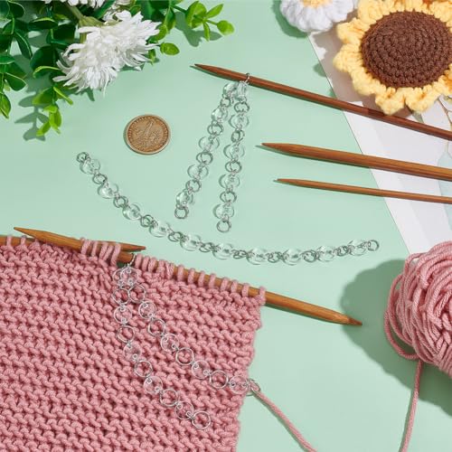 BENECREAT 3 Size Clear Numbered Row Counter Chains, Acrylic Counter Chains, Bead Knitting Chain, Knitting Stitch Markers, Thread Weaving Accessories for Clothing DIY