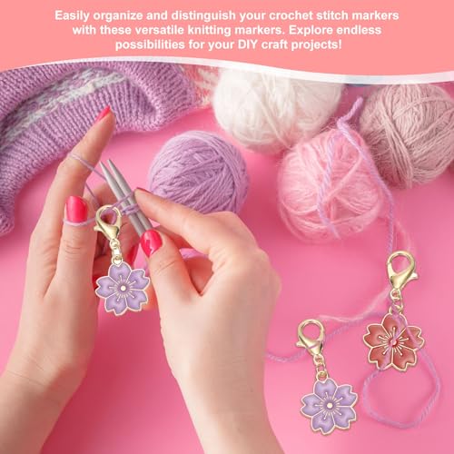 PATIKIL Flower Crochet Stitch Markers, Knitting Cherry Blossom Charm Marker for DIY Craft - color: White