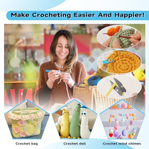 Mayboos 9 Sizes Crochet Hook Set 2.0mm~6.0mm 34 Pack Crochet Hooks | Knitting Needles with Ergonomic Handles Crochet Kit for Beginners with for Crocheters Beginners - size: 9 Sizes