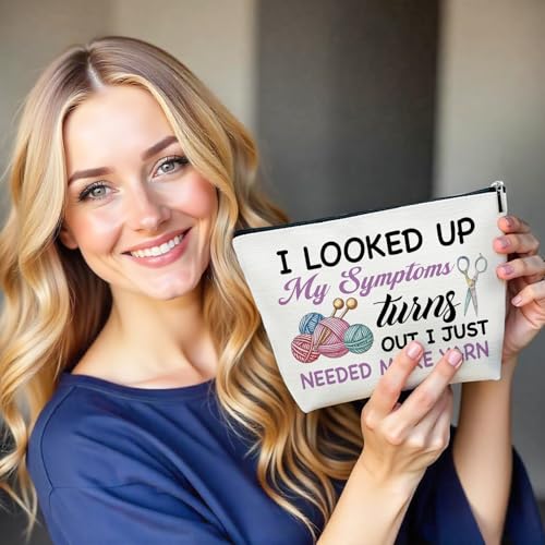 Knitting Makeup Bag, Gifts for Knitter Lovers | Crochet Bags for Women, Gifts for Crocheters, Cosmetic Pouch for Crocheting Accessories - color: multicolor02