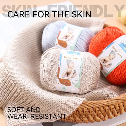 Baby Knitted Yarn - Merino Wool 10%, Cotton 40%, Nylon 50% Blended Soft Yarn Ball Suitable for Crochet Knitting, Baby Blankets and Clothes (Approximately 1.76 OZ/160 Yards)[2 Ball Set] (Brown) - color: Brown