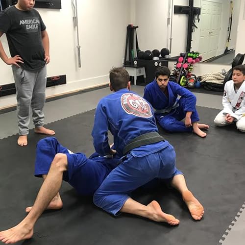 FlooringInc's 1" Thick Foam Tiles, 3'x3' or 2'x2' Reversable Interlocking Tiles, Ideal Yoga Mat, Gymnastics Mat, Workout Mat for MMA and Jiu Jitsu Training - color: Black/Gray, size: 16 - 3'x3' Tiles (144 Sq Ft)