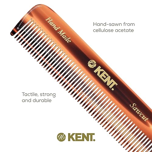 Kent FOT Tortoise Fine Tooth Handmade Pocket Comb for Men, Women and Kids, Hair Comb Straightener for Everyday Grooming and Styling, Beard and Mustache, Saw Cut and Hand Polished, Made in England - color: Tortoiseshell, size: 2 Pack