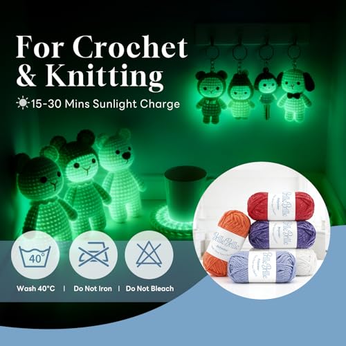 Glow in The Dark Yarn - 5 Pack Glow in The Dark Yarn for Crochet(260g/9oz | 273 Yards) Knitting & Crochet Thread for DIY Crafts, Gifts, Doll Making (Black) - color: Black